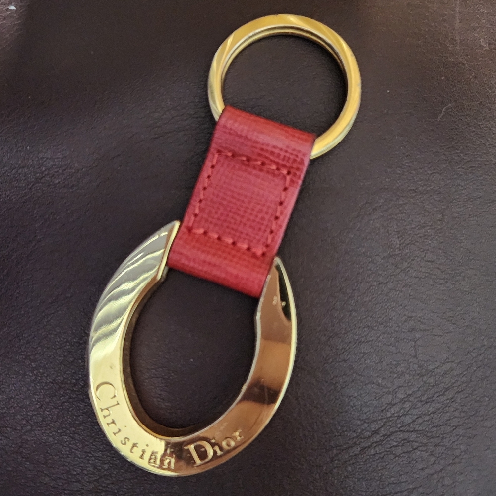 Vintage Christian Dior Red & Gold Keychain Fob